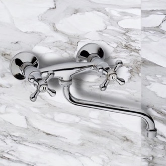 Tub Filler Chrome Wall Mount Tub Faucet with Long Swivel Spout Remer 41LI